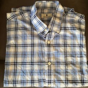 Southern Pines blue/white short-sleeved shirt.